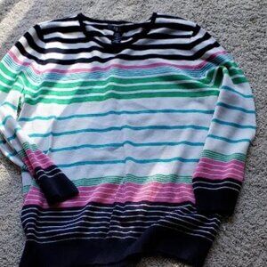 Chaps Lightweight Cotton Blend Striped Sweater